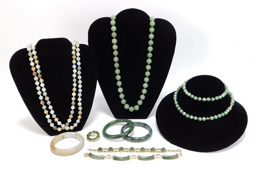 Appraisal: PC Estate Hardstone and Jadeite Jewelry Group China Includes a