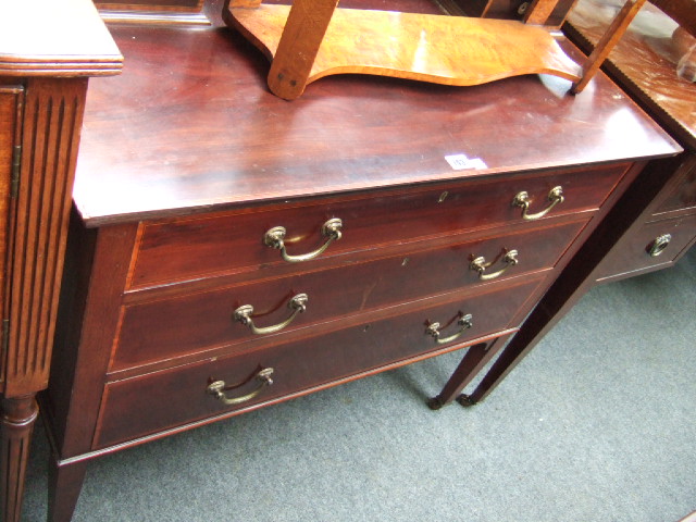 Appraisal: An Edwardian mahogany and satinwood cross banded dressing table the