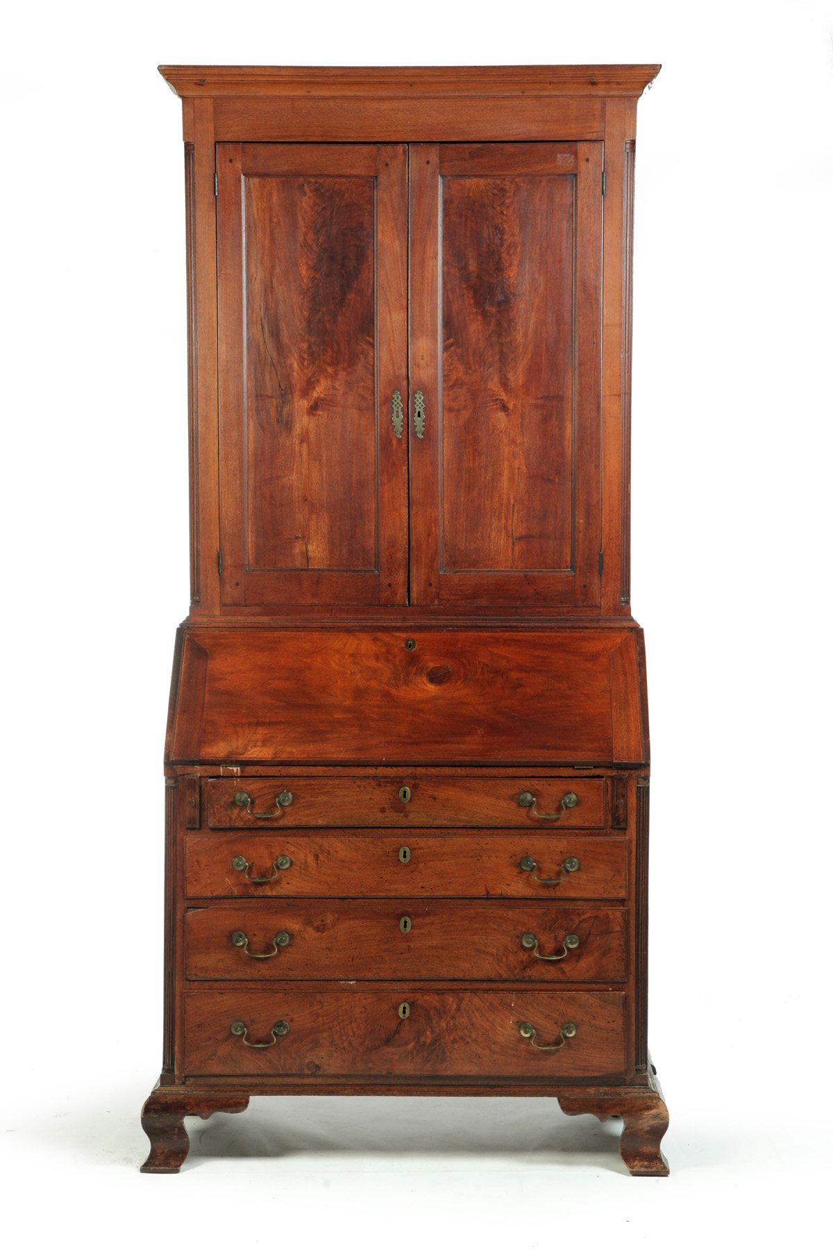 Appraisal: PENNSYLVANIA CHIPPENDALE DESK-AND-BOOKCASE Ca walnut and pine Two piece the