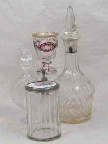 Appraisal: A silver mounted cut glass wine decanter Birmingham a Lalique