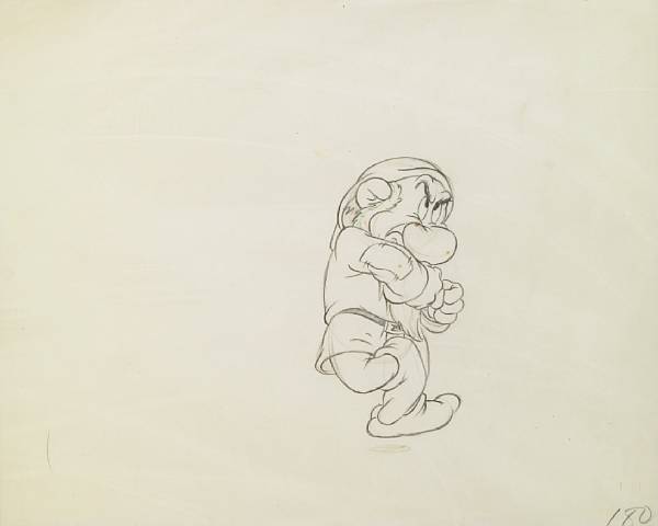 Appraisal: A Walt Disney drawing from Snow White and Seven Dwarfs