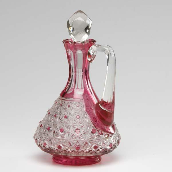 Appraisal: CUT GLASS DECANTER Ruby cut to clear with pressed glass