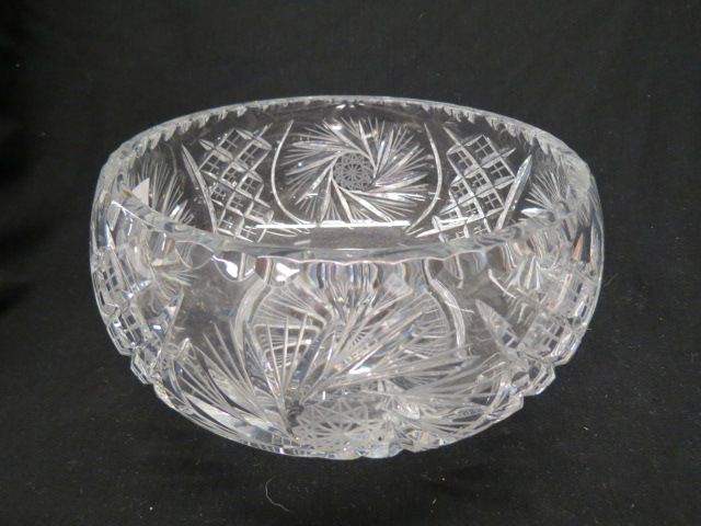 Appraisal: Cut Crystal Bowl pinwheel diamond decor ' diameter deep excellent