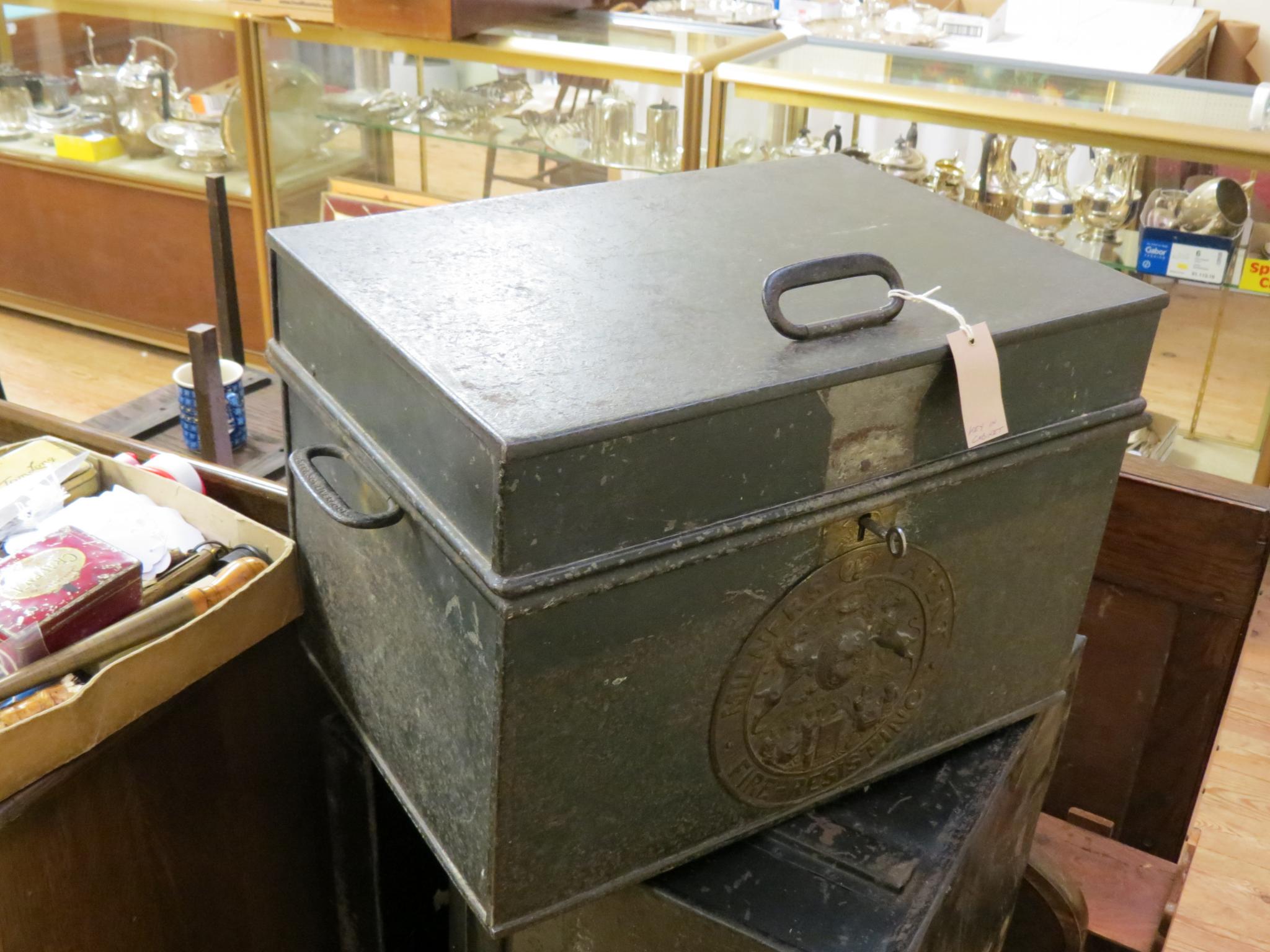 Appraisal: A Victorian Milners' Patent Fire-Resisting safe with embossed brass Royal