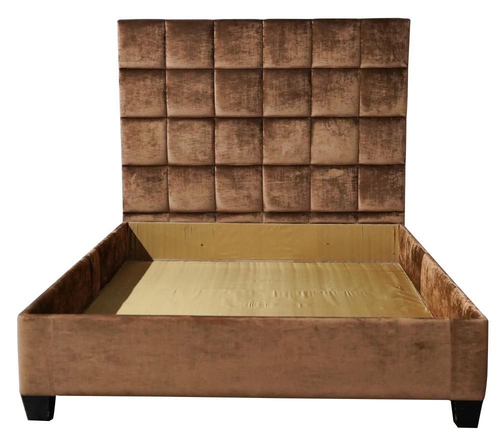 Appraisal: QUEEN-SIZED UPHOLSTERED BEDunsigned comprising a headboard inches wide inches high