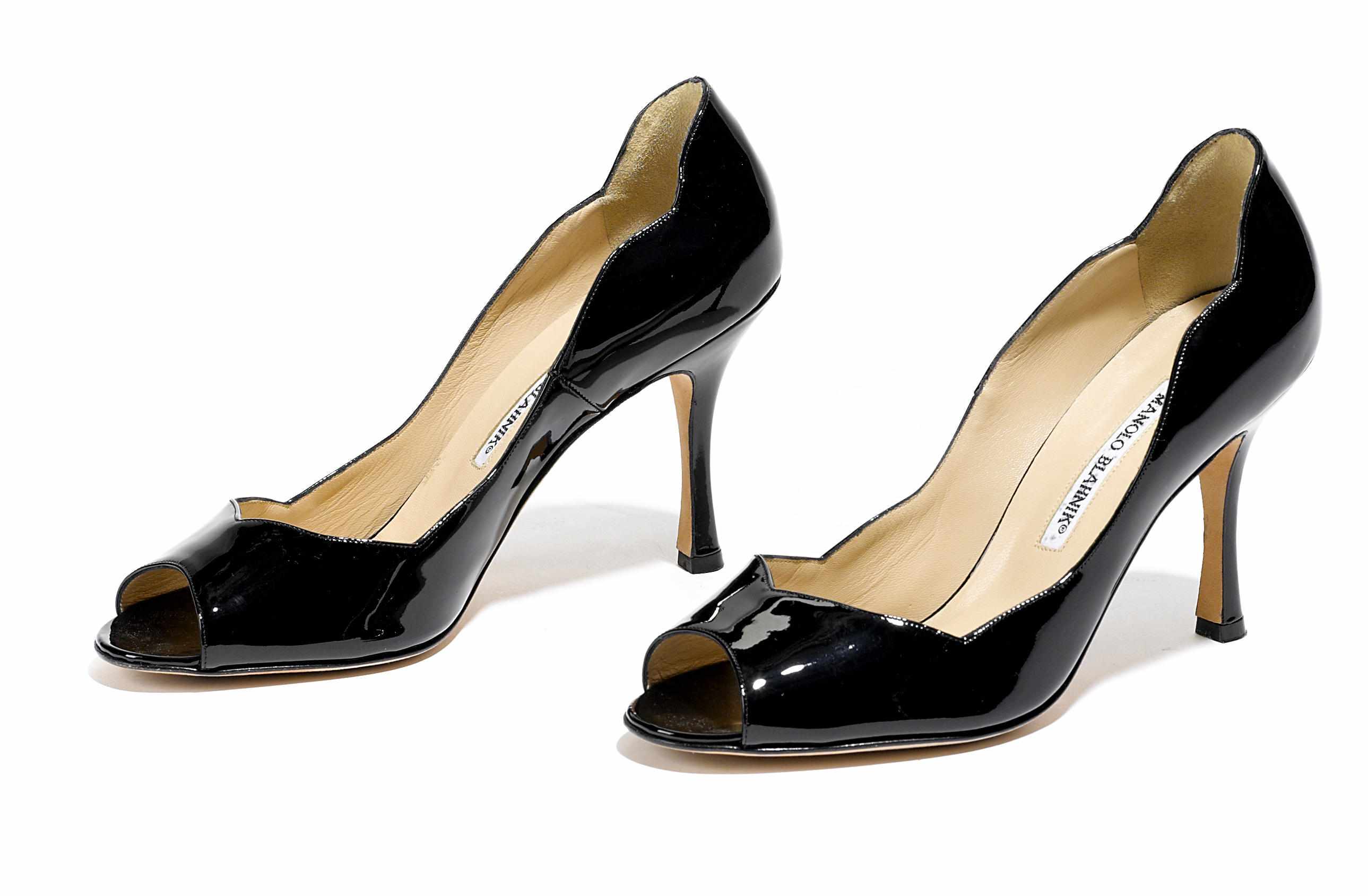 Appraisal: A pair of Manolo Blahnik black patent leather stilettos size