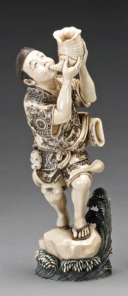 Appraisal: A pieced and painted ivory figure th Century Carved in