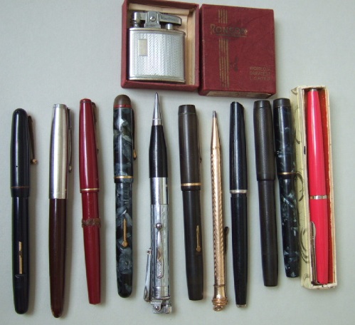 Appraisal: A quantity of pens including a Ronson lighterpen 'Relief No