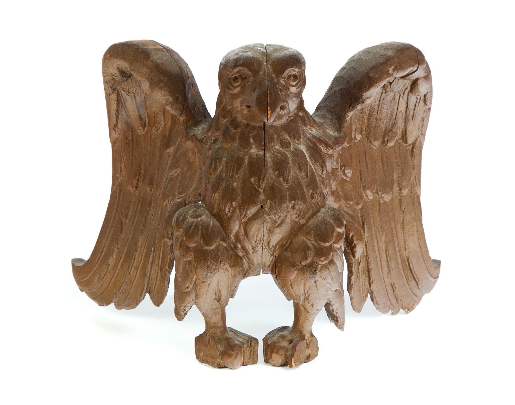 Appraisal: CARVED WOODEN EAGLE American nd half- th century Full-bodied oak