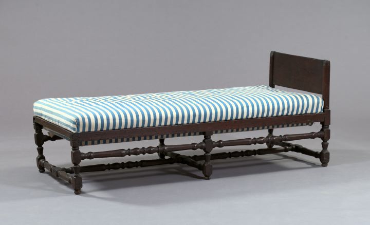 Appraisal: Very Rare William and Mary Block and Turned Oak Daybed