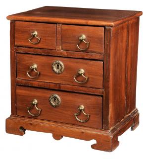 Appraisal: Walnut Four Drawer Miniature Chest Continental probably German th century