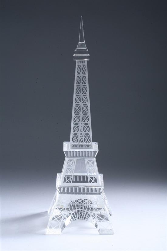 Appraisal: CLEAR AND FROSTED CRYSTAL MODEL OF THE EIFFEL TOWER unsigned