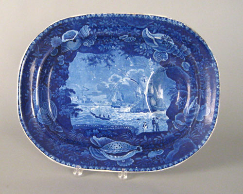 Appraisal: Historical blue Staffordshire meat platter th c depicting Christianburg Danish