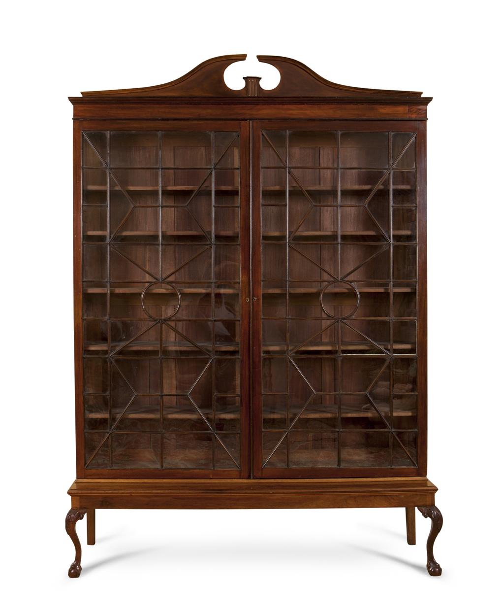 Appraisal: LARGE GEORGE III MAHOGANY BOOKCASE TH CENTURY ADAPTED the later