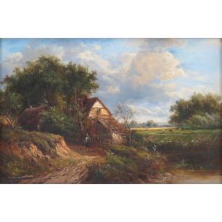 Appraisal: Joseph Thors British - Oil on canvas Cottage In Landscape