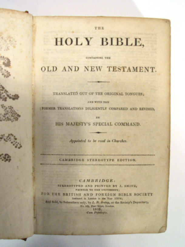 Appraisal: Georgian leather bound Holy Bible containing the Old and New