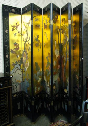 Appraisal: Eight Panel Decorated Oriental Screen feet tall each panel is