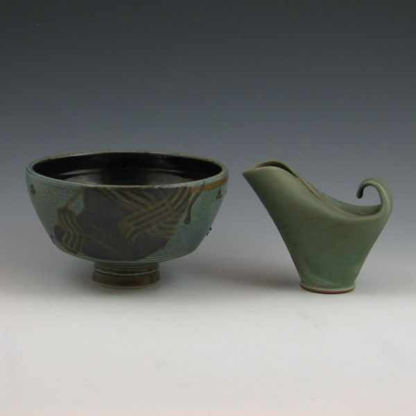 Appraisal: Two pieces of studio pottery including a bowl by Don