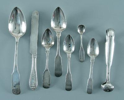 Appraisal: Eight pieces coin silver flatware one knife W Carrington Co