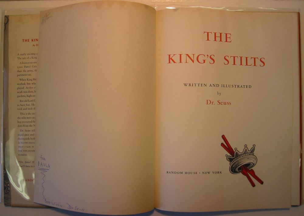 Appraisal: GEISEL THEODORE DR SEUSS The King's Stilts Signed and Inscribed