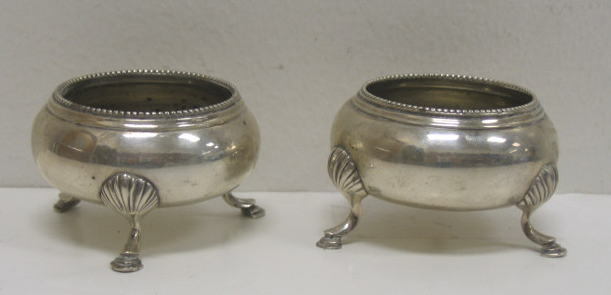 Appraisal: PAIR OF ENGLISH VICTORIAN SILVER SALT CELLARS George W Adams