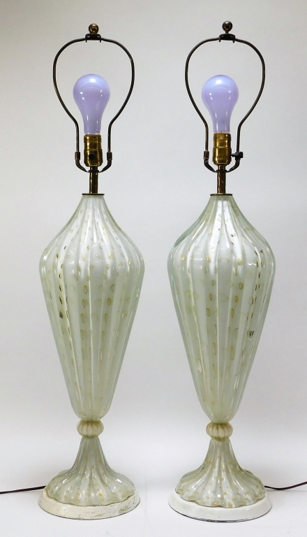 Appraisal: PR MONUMENTAL BAROVIER TOSO AVENTURINE LAMPS Italy th CenturyPair of