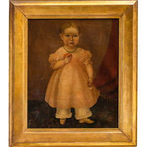 Appraisal: American School th Century Portrait of a Girl in Pink