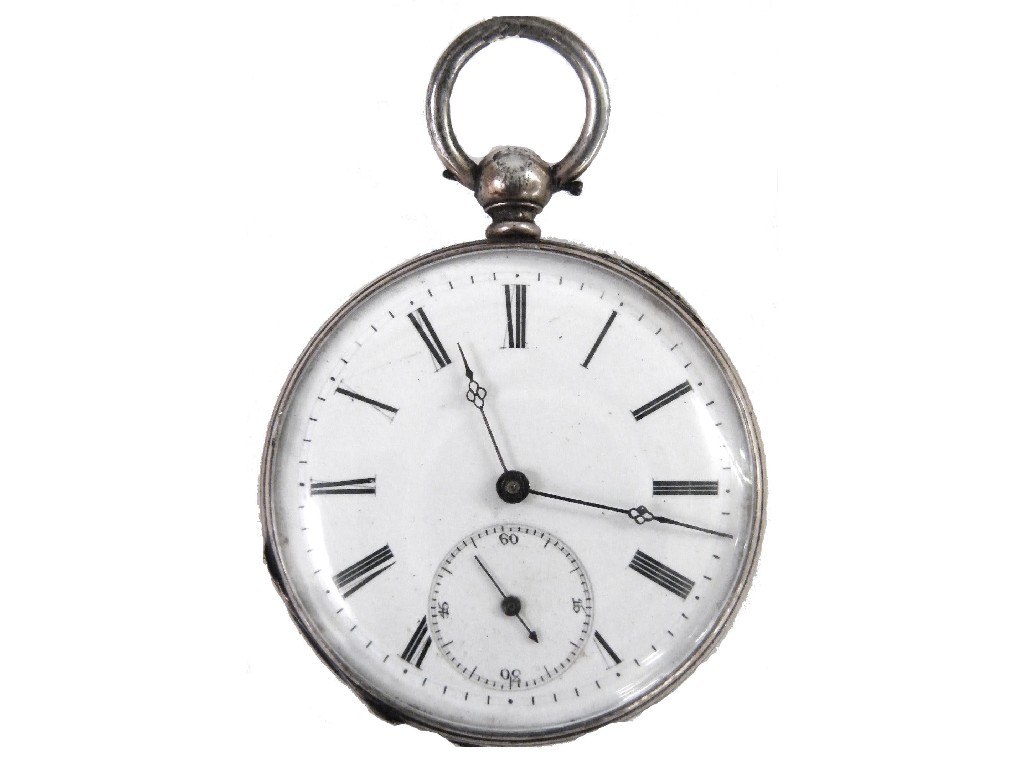 Appraisal: White metal engine turned pocket watch with cylinder bar movement