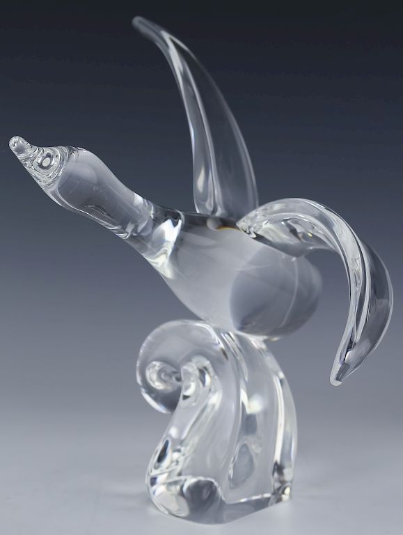 Appraisal: Steuben American Art Glass Crystal Goose In Flight Steuben goose