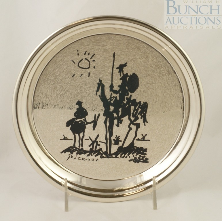 Appraisal: Sterling Silver Picasso Don Quixote de la Mancha collector's plate