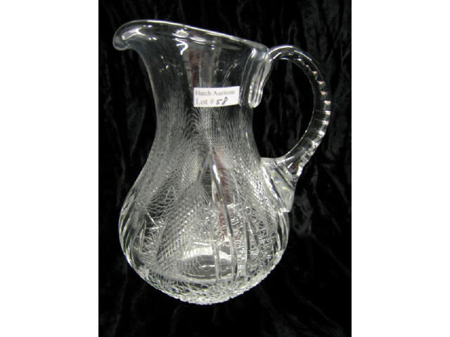 Appraisal: Cut Crystal Water Pitcher with deeply cut wheat design signed