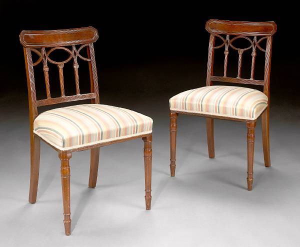 Appraisal: A set of seven George III mahogany dining chairs circa