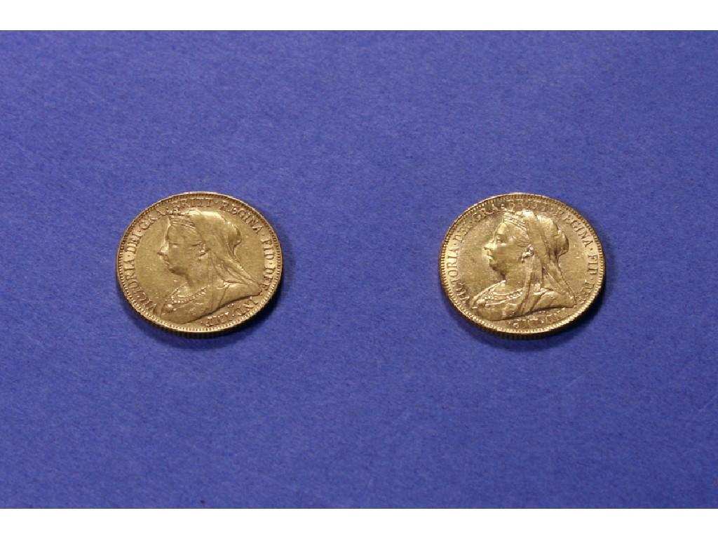 Appraisal: TWO VICTORIAN GOLD SOVEREIGNS dated