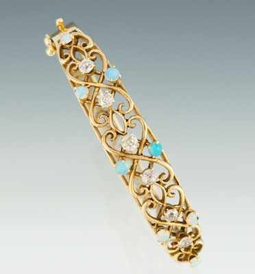 Appraisal: A Ladies' Gold Opal and Diamond Pendant k yellow gold