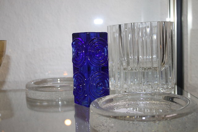 Appraisal: A SWEDISH SILVER 'S VASE a blue glass candle holder