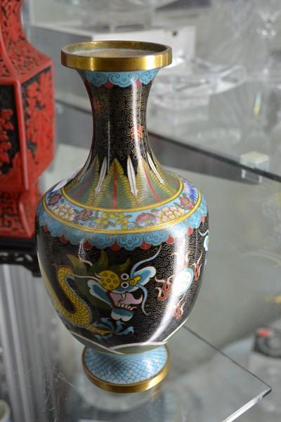 Appraisal: A CLOISONNE VASE WITH DRAGON ARTWORK LOSSES