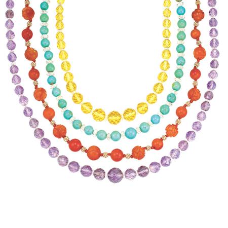 Appraisal: Four Bead Necklaces Estimate -