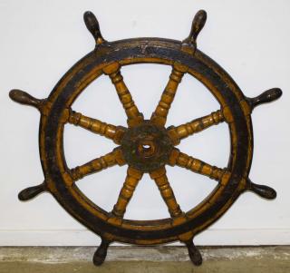 Appraisal: th c ship's wheel wood steel in old paint dia