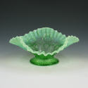 Appraisal: Green opalescent glass ruffled edge bowl Unmarked Small chips and