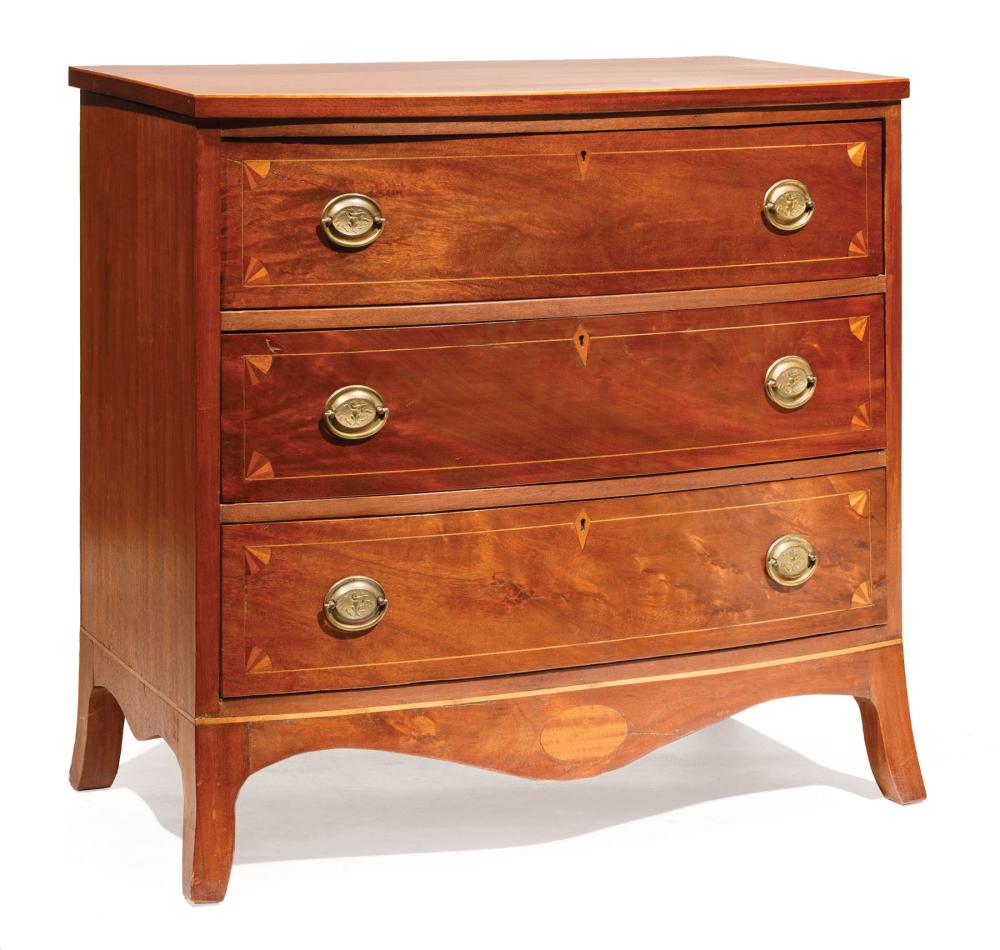 Appraisal: American Federal Inlaid Mahogany Bowfront Chest of Drawers early th