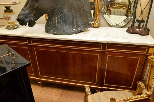 Appraisal: FRENCH DIRECTOIRE STYLE MARBLE TOP SIDEBOARD WITH GILT METAL MOUNTS