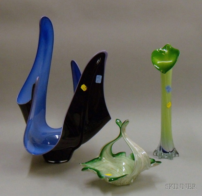 Appraisal: Two Pieces of Modern Art Glass a Murano attributed jack-in-the-pulpit