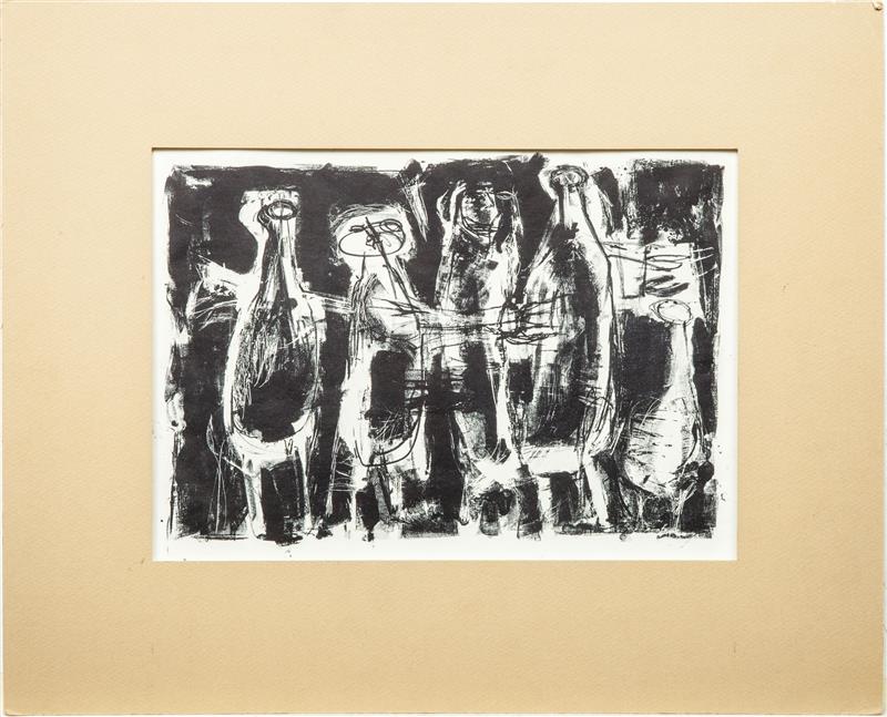 Appraisal: th Century School Untitled Figures Lithograph in black on wove