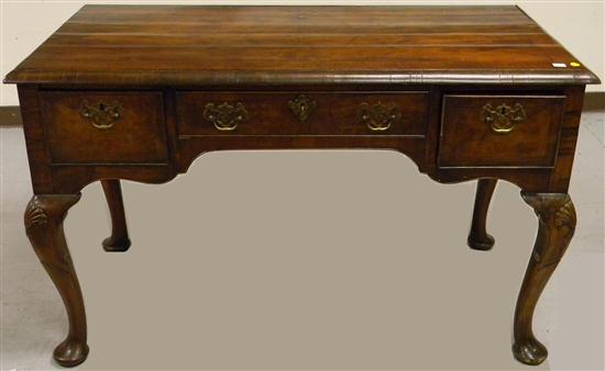 Appraisal: th C Georgian dressing table walnut veneer and oak three