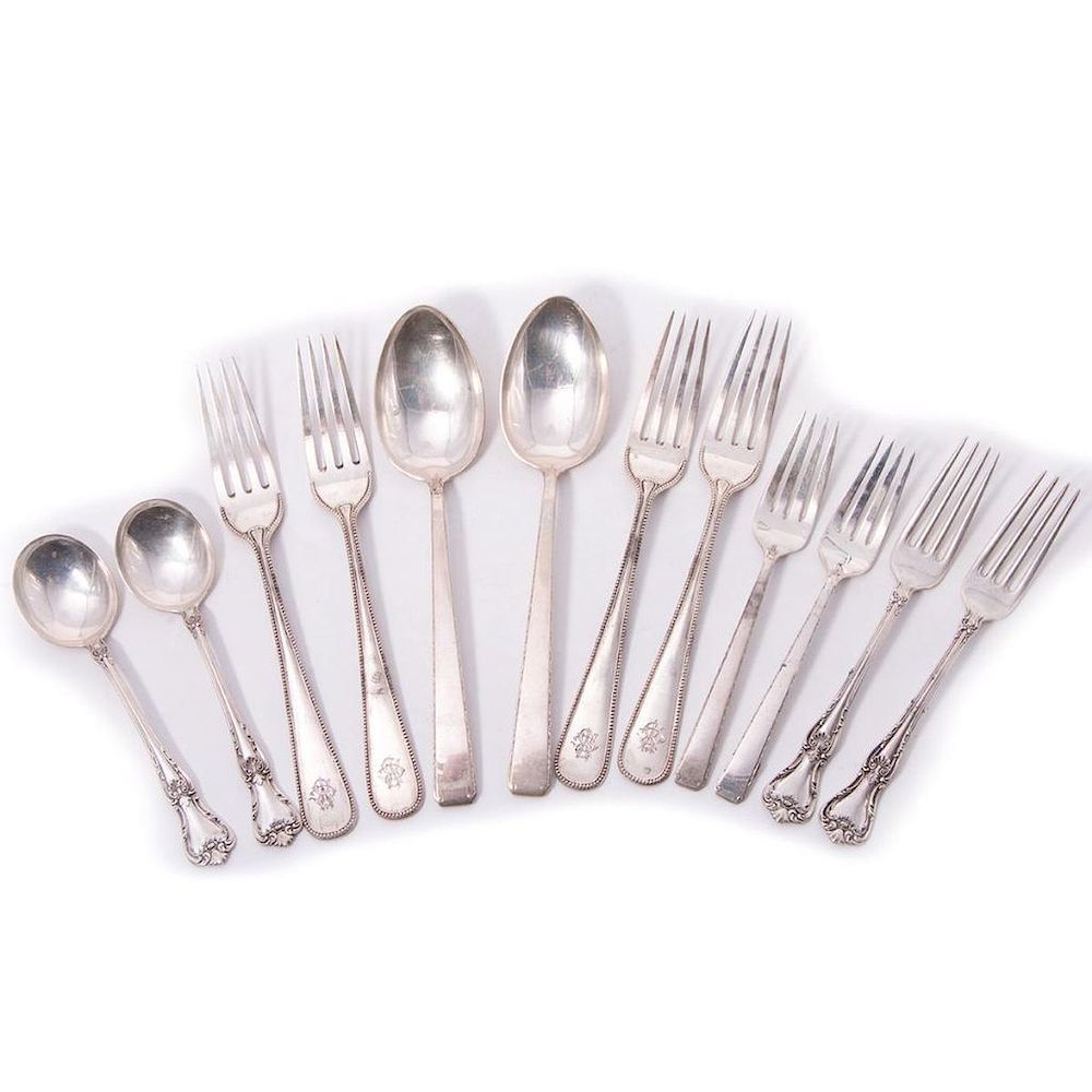 Appraisal: Miscellanous Group of Sterling Flatware Four Sterling Forks Marked Schrader