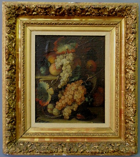 Appraisal: Oil on canvas still life painting of fruit th c