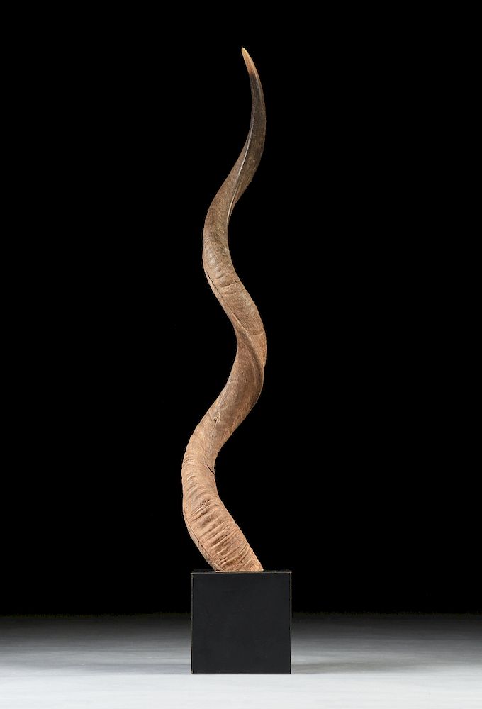 Appraisal: A SPIRAL ANTELOPE OR KUDU HORN ON STAND AFRICA MID