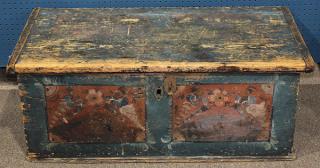 Appraisal: Continental painted pine blanket chest early th century having a