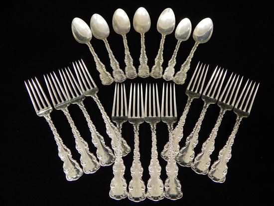 Appraisal: SILVER Nineteen sterling pieces of Louis XV pattern flatware by