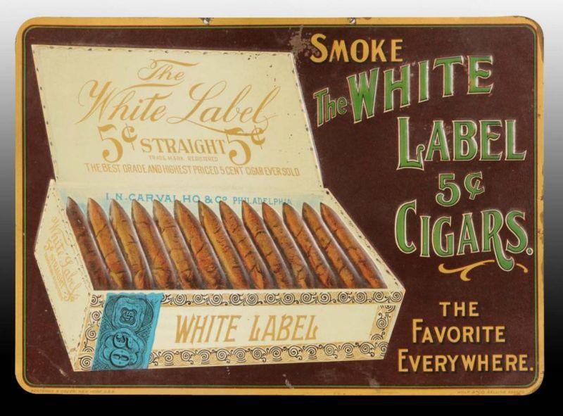 Appraisal: Embossed Tin White Label Cigars Sign Description Circa A few